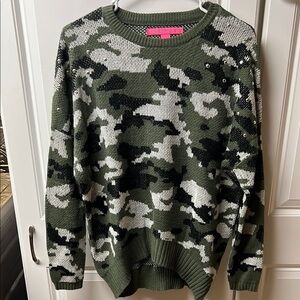 Rebellious One Camouflage Crew Neck Sweater, Medium